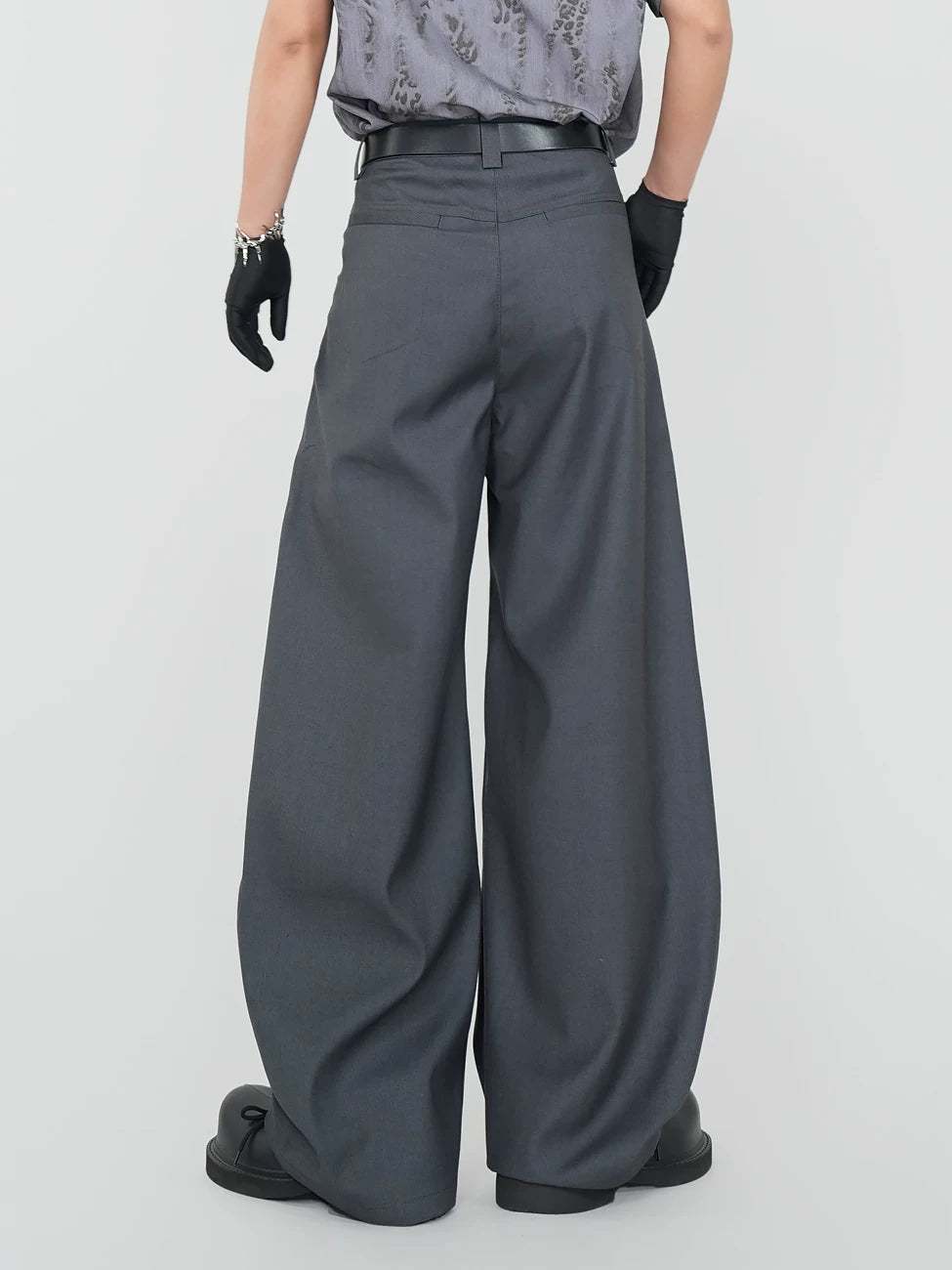 Slate Flow Ultra‑Wide Dress Trousers