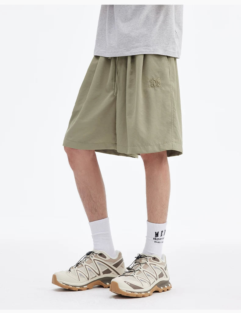 Embroidered Drawstring Bermuda Shorts