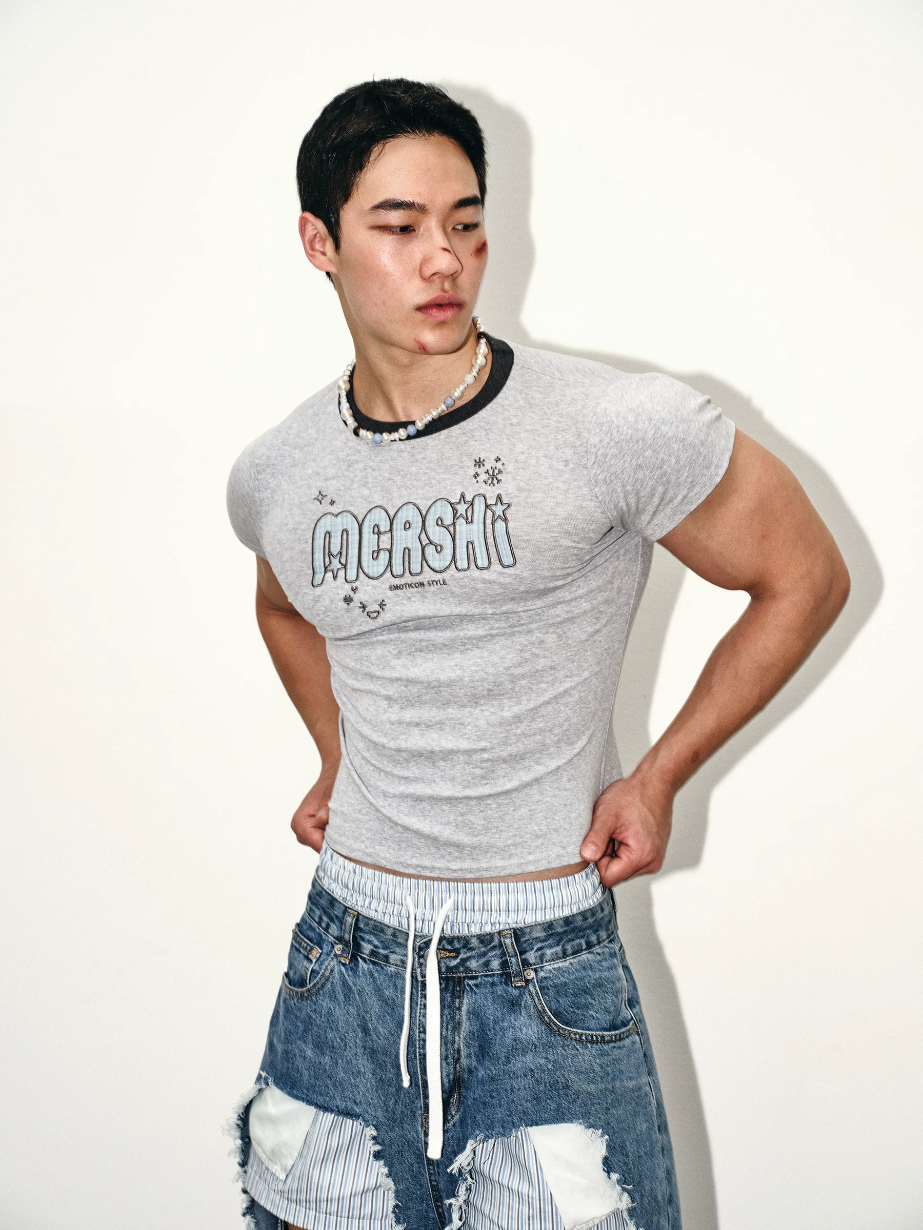 Heather Grey Fitted Graphic Tee