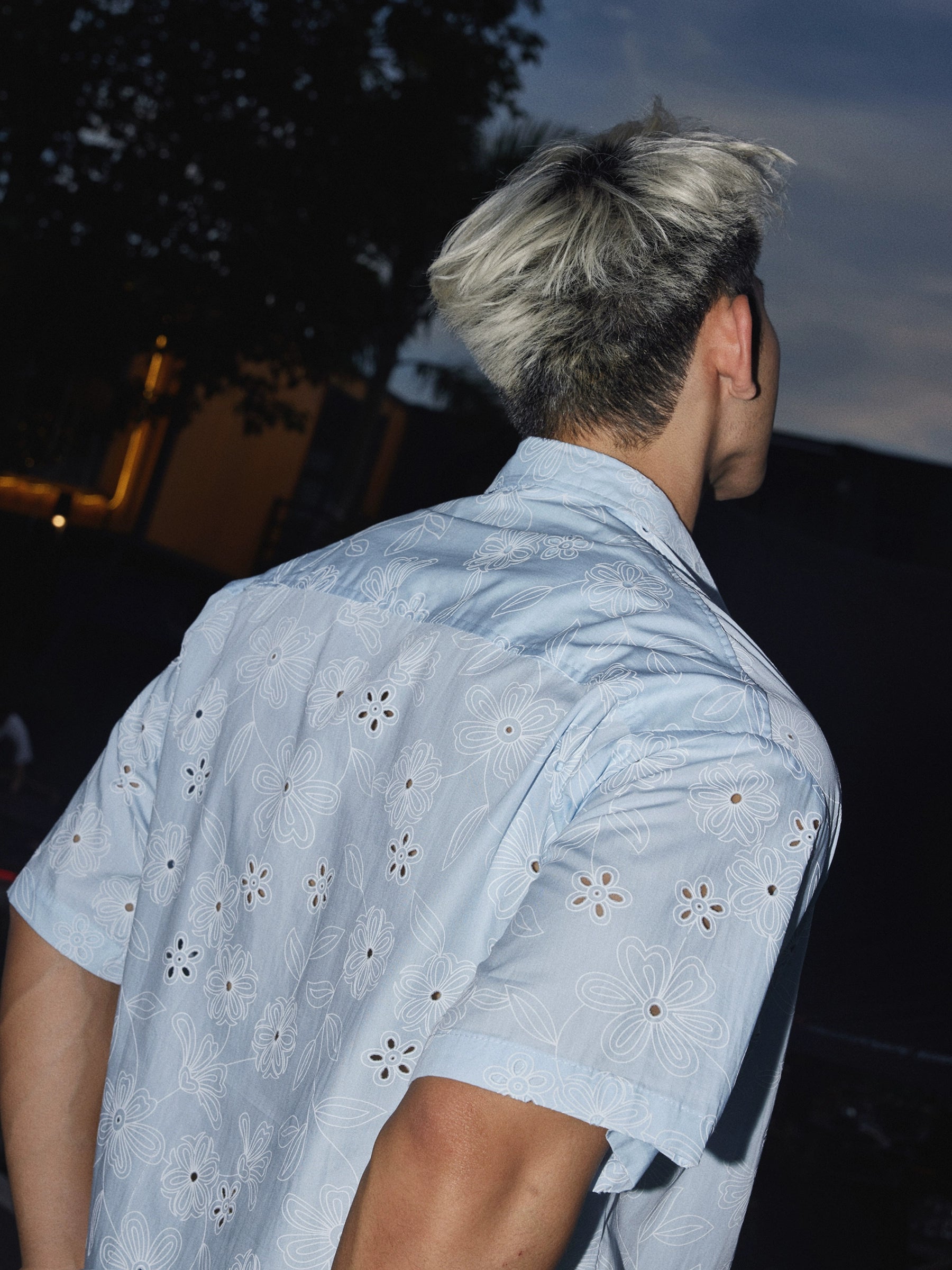 Floral Eyelet Short Sleeve Shirt
