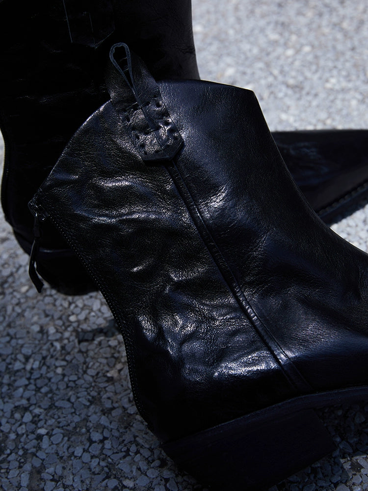 Patent Pointed-Toe Dress Shoes.
