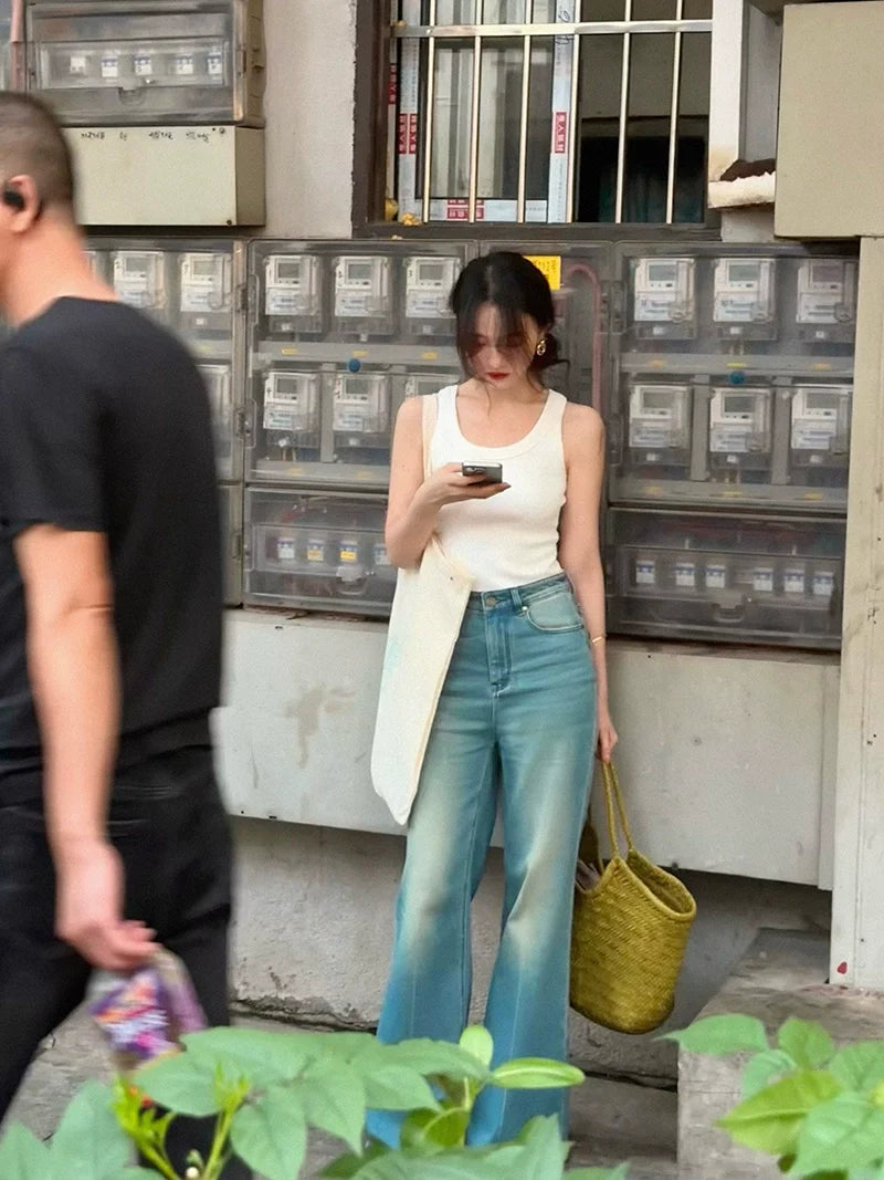 Retro Summer Slim-Fit Ribbed Tank Top