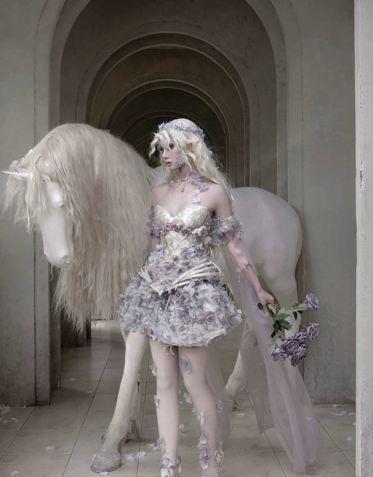 Petal Appliqué Sheer Skirt