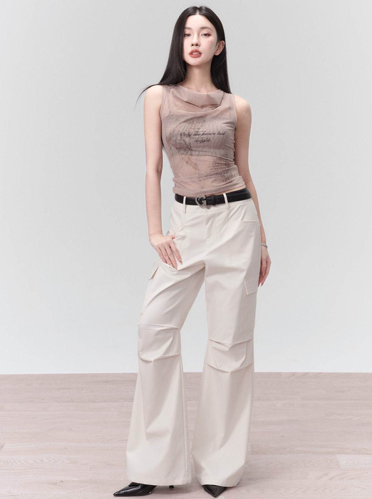 High-Waisted Flared Cargo Pants