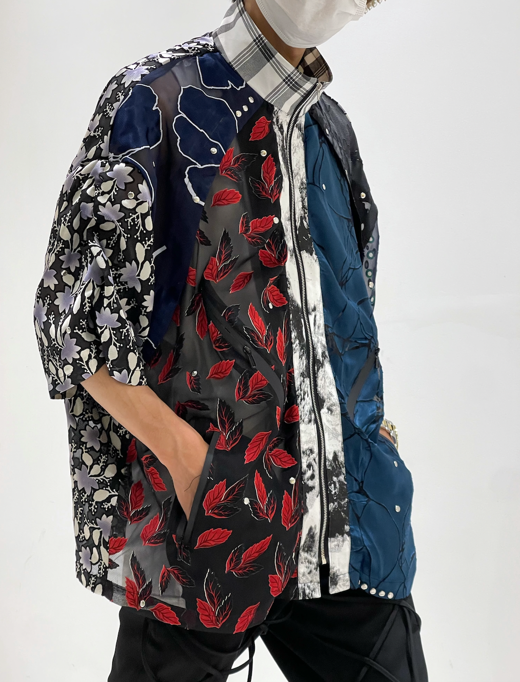 Nebula Circuit Patchwork Kimono Shirt