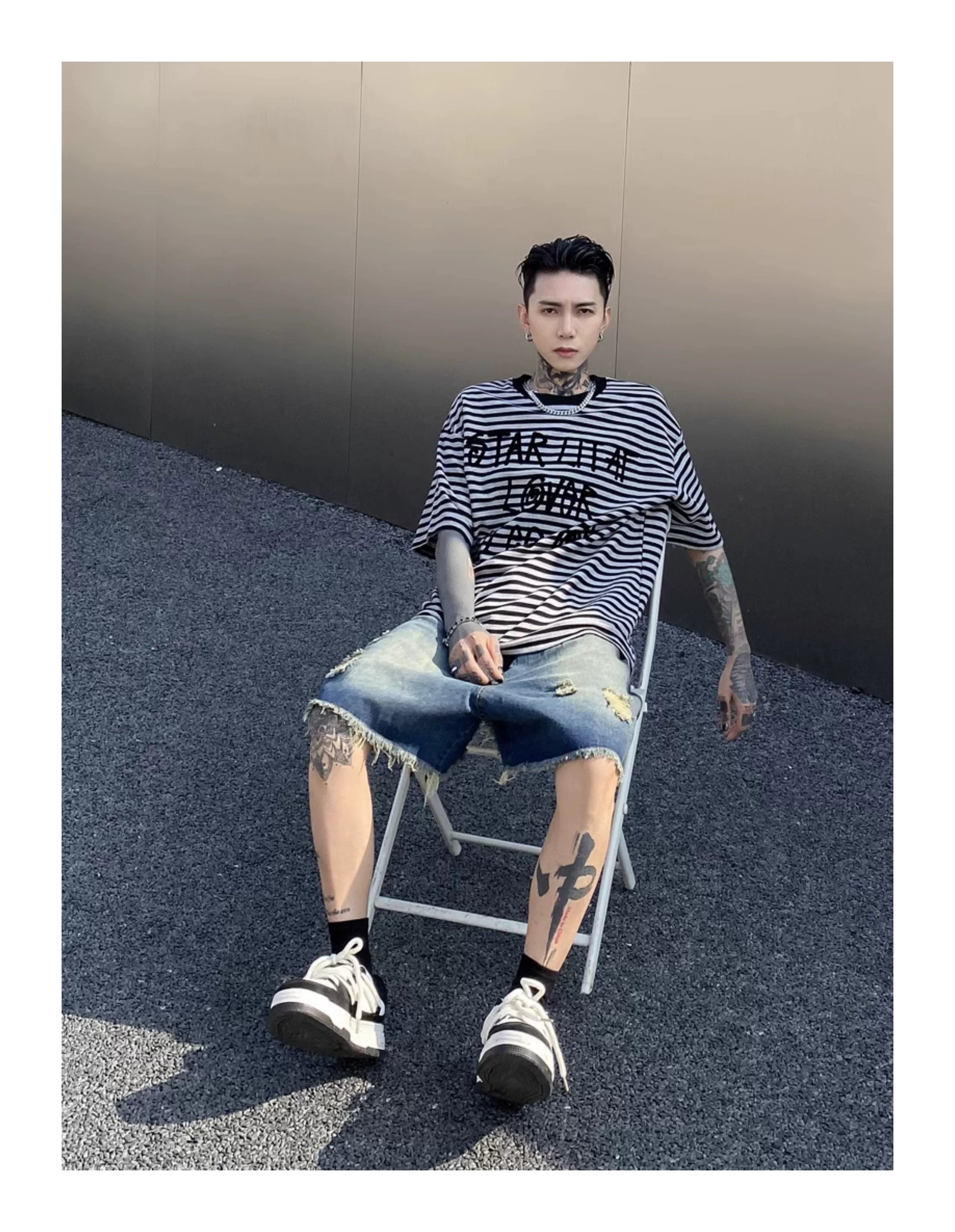 Starlite Graffiti Stripe Oversized Tee