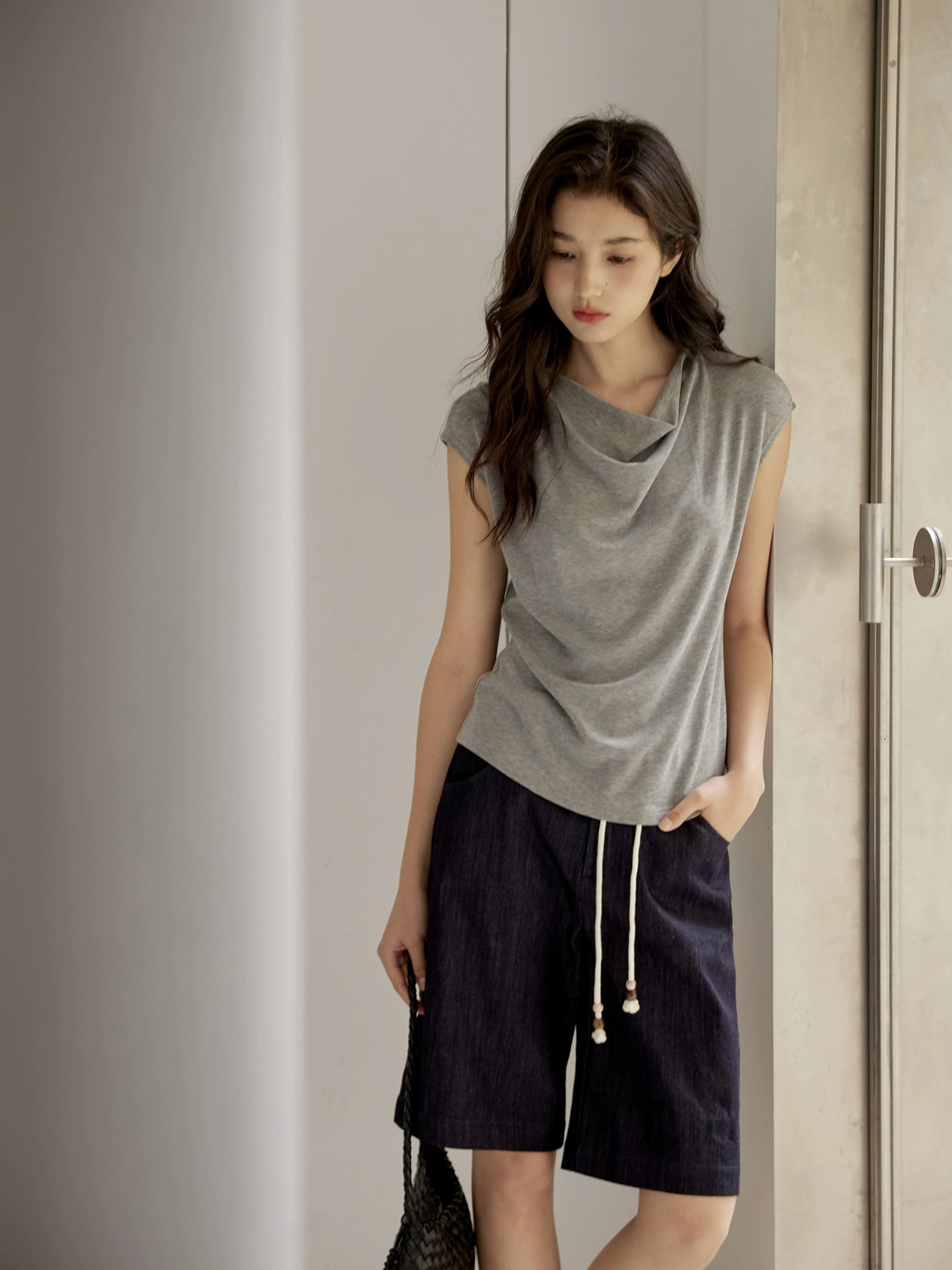 Cowl Neck Cap Sleeve Top
