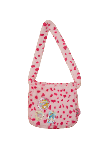 Pink Leopard Print Cute Crossbody Bag With Brooch - chiclara