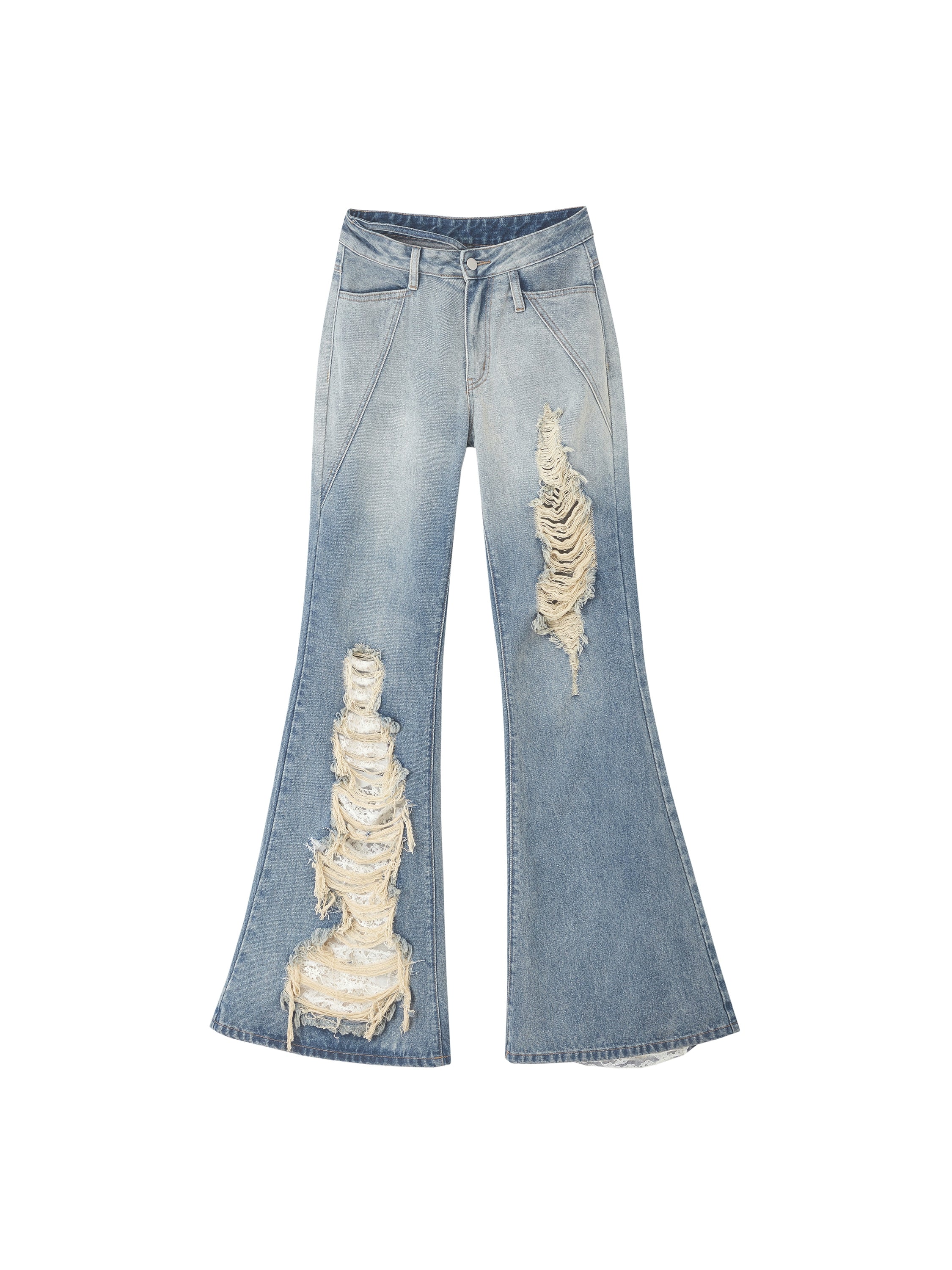 Of Akiva Distressed Flare Denim Jeans