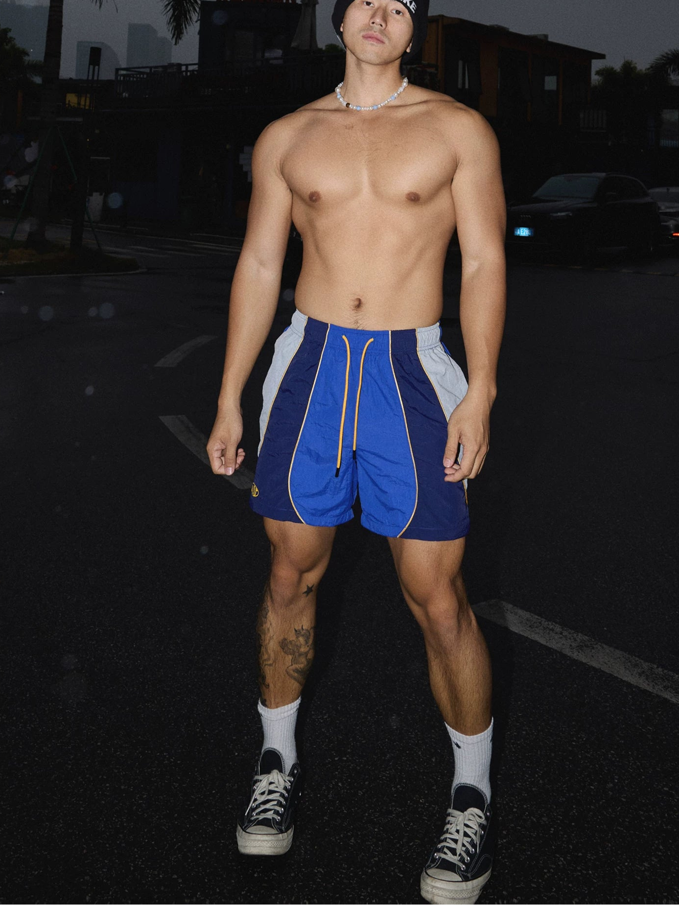 Tri-Block Royal Track Nylon Shorts