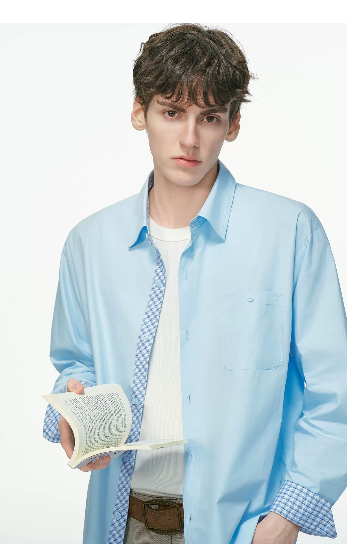 Gingham Cuff Contrast Oxford Shirt