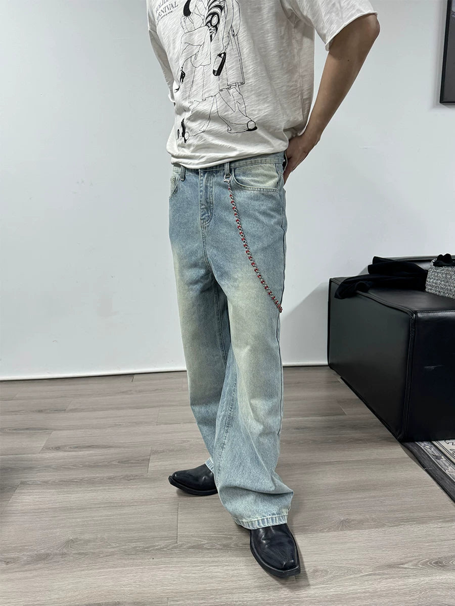 Wide-Leg Classical Wash Jeans