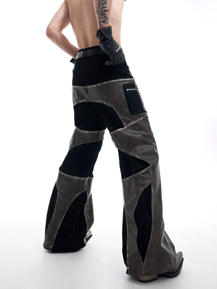 Wide-Leg Pants with Metallic Panel Details