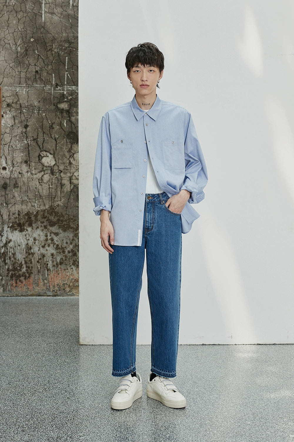 Asymmetric Pocket Oversized Shirt