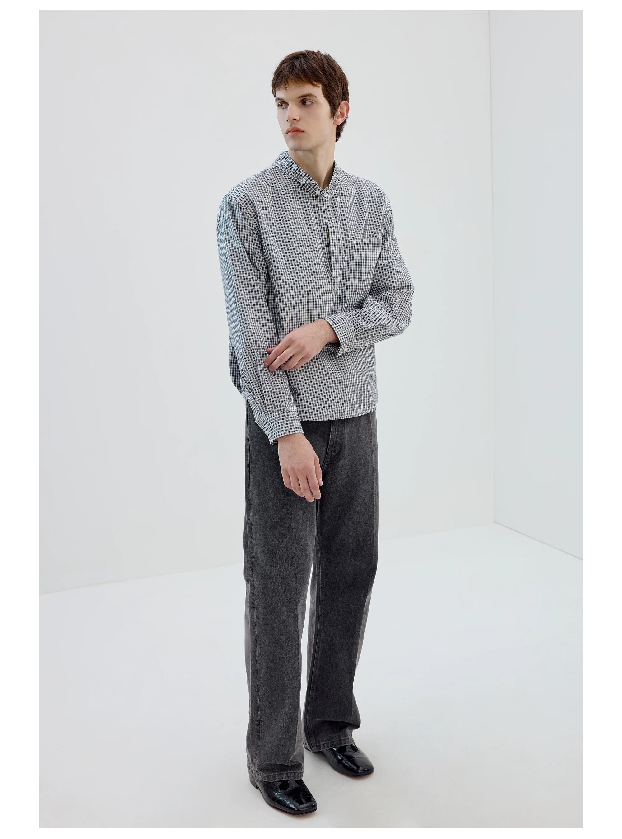 Gray Straight-Leg Washed Jeans