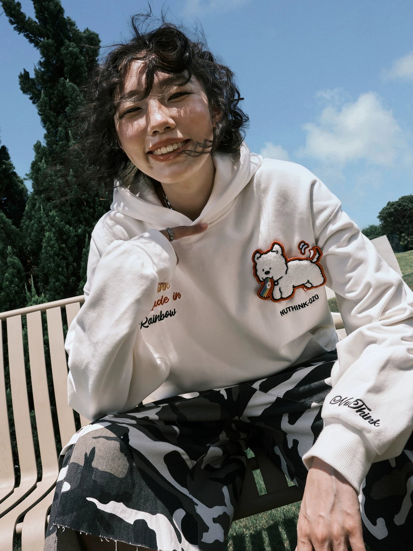 Embroidered Dog Graphic Oversized Pullover Hoodie