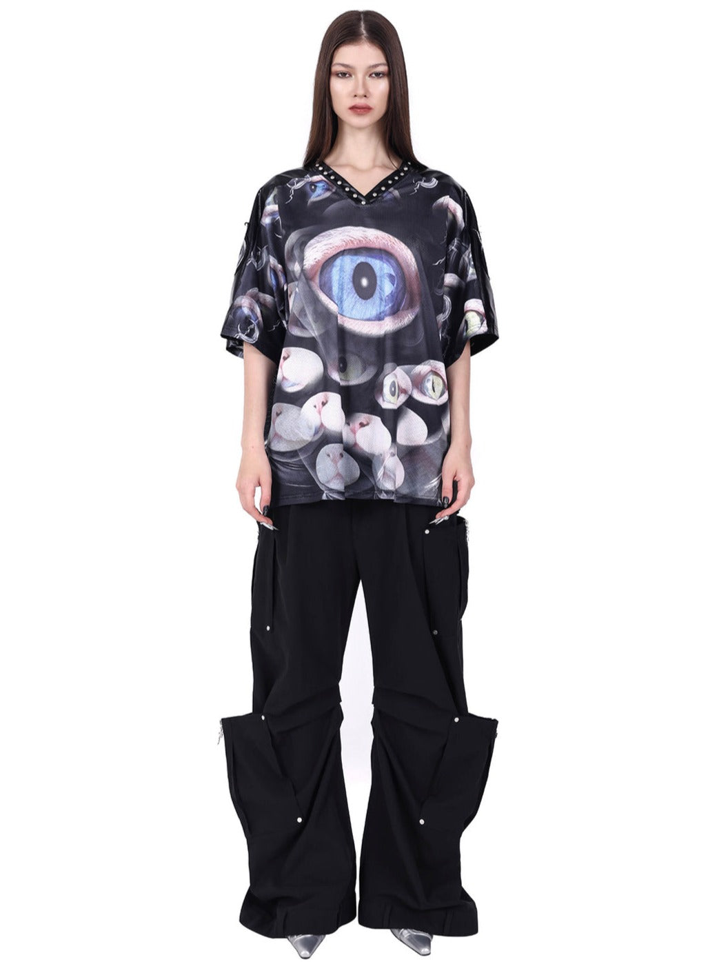 PINKSPINK Surreal Eyes Oversized T-Shirt - Black Multi