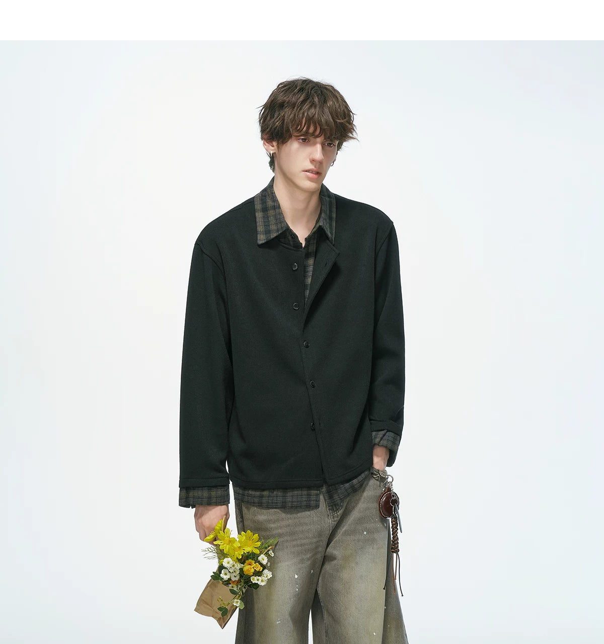 Hearthlayer Plaid Collar Knit Shirt