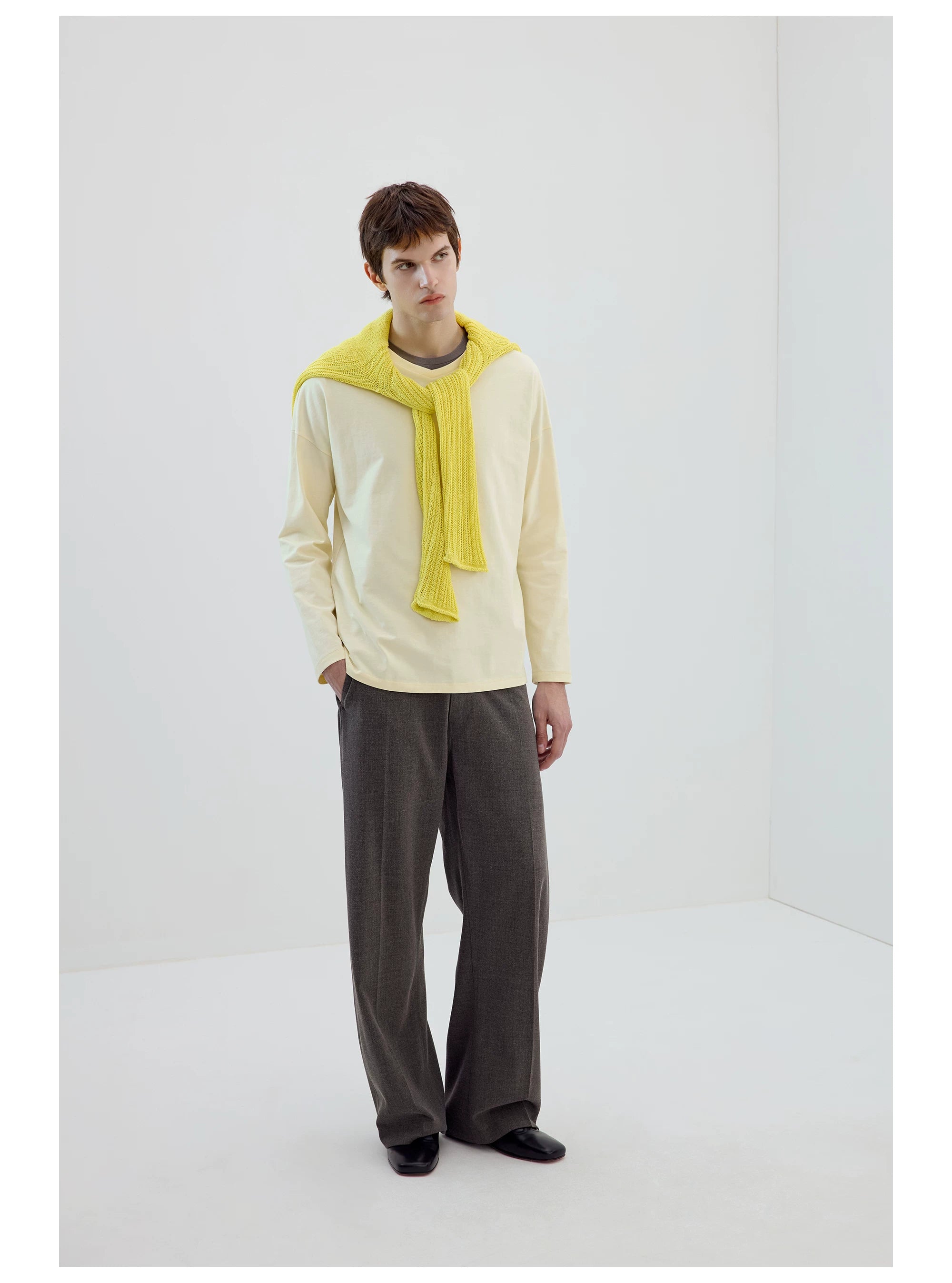 Relaxed V-Neck Long-Sleeve Tee