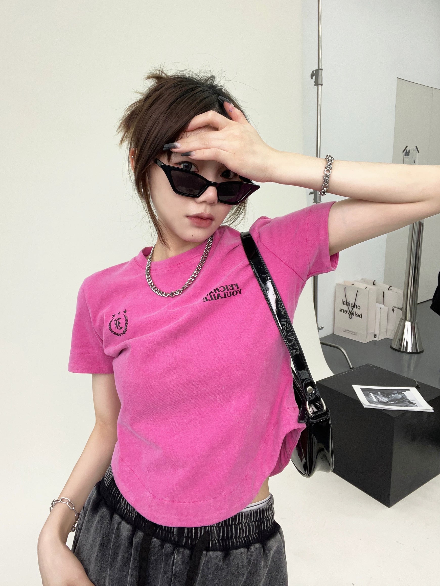 Neon Rebel Fleece Crop Tee