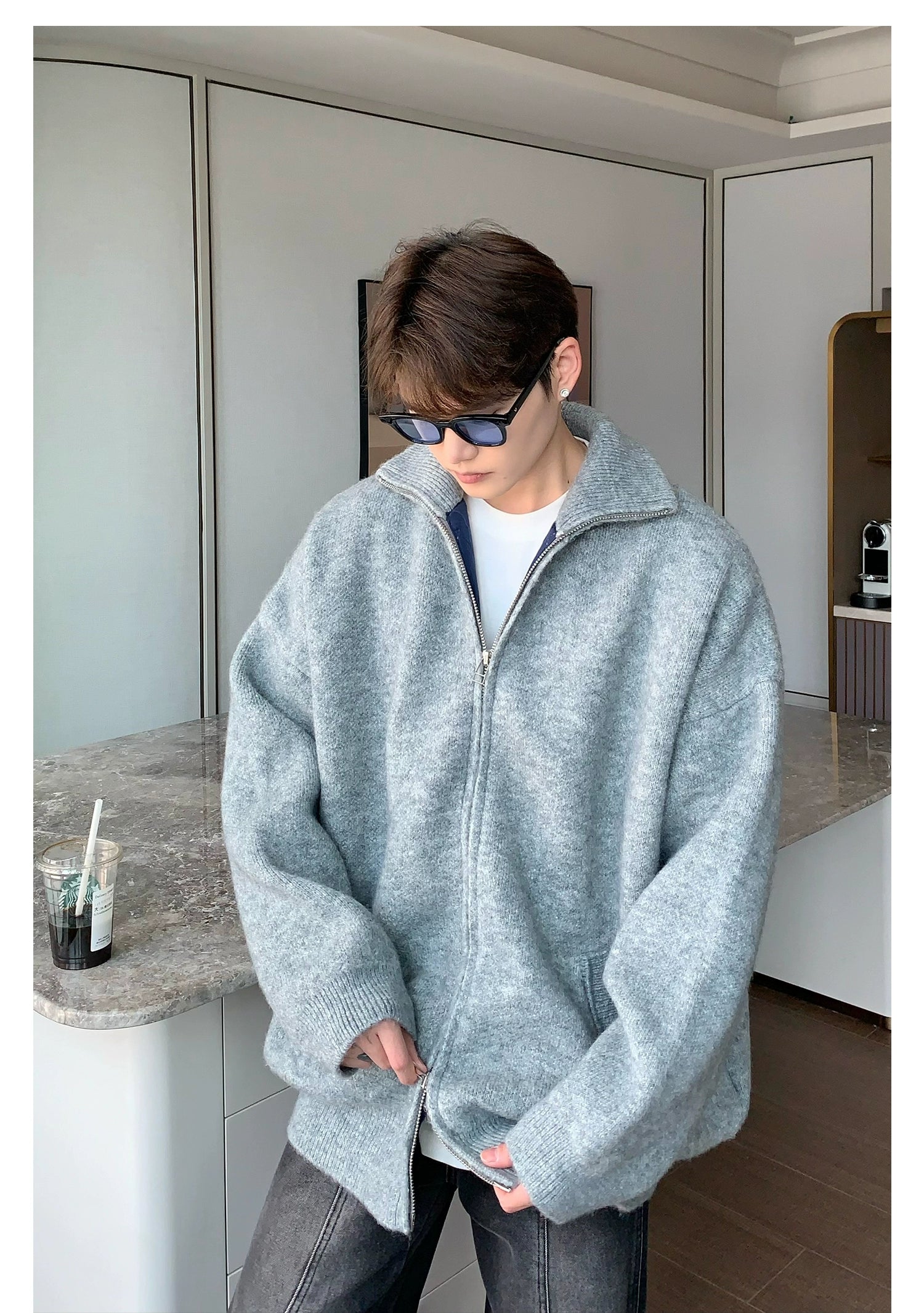 Zip Up Knit Jacket