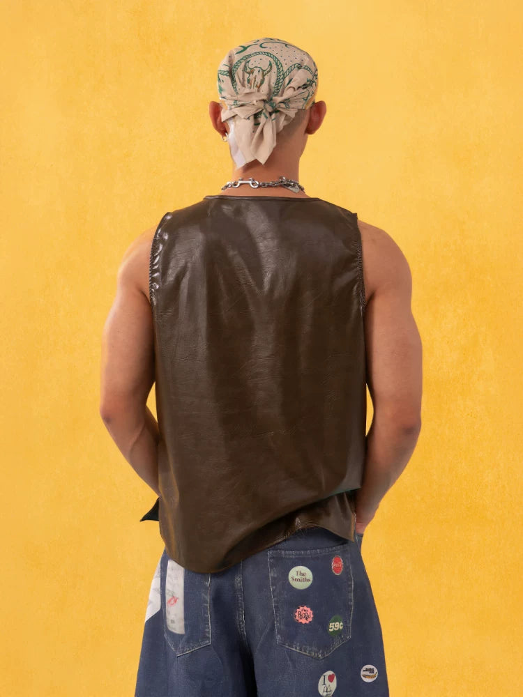 Molten Sheen Faux-Leather Tank Top