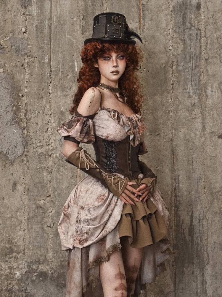 Steampunk Brown Leather Underbust Corset