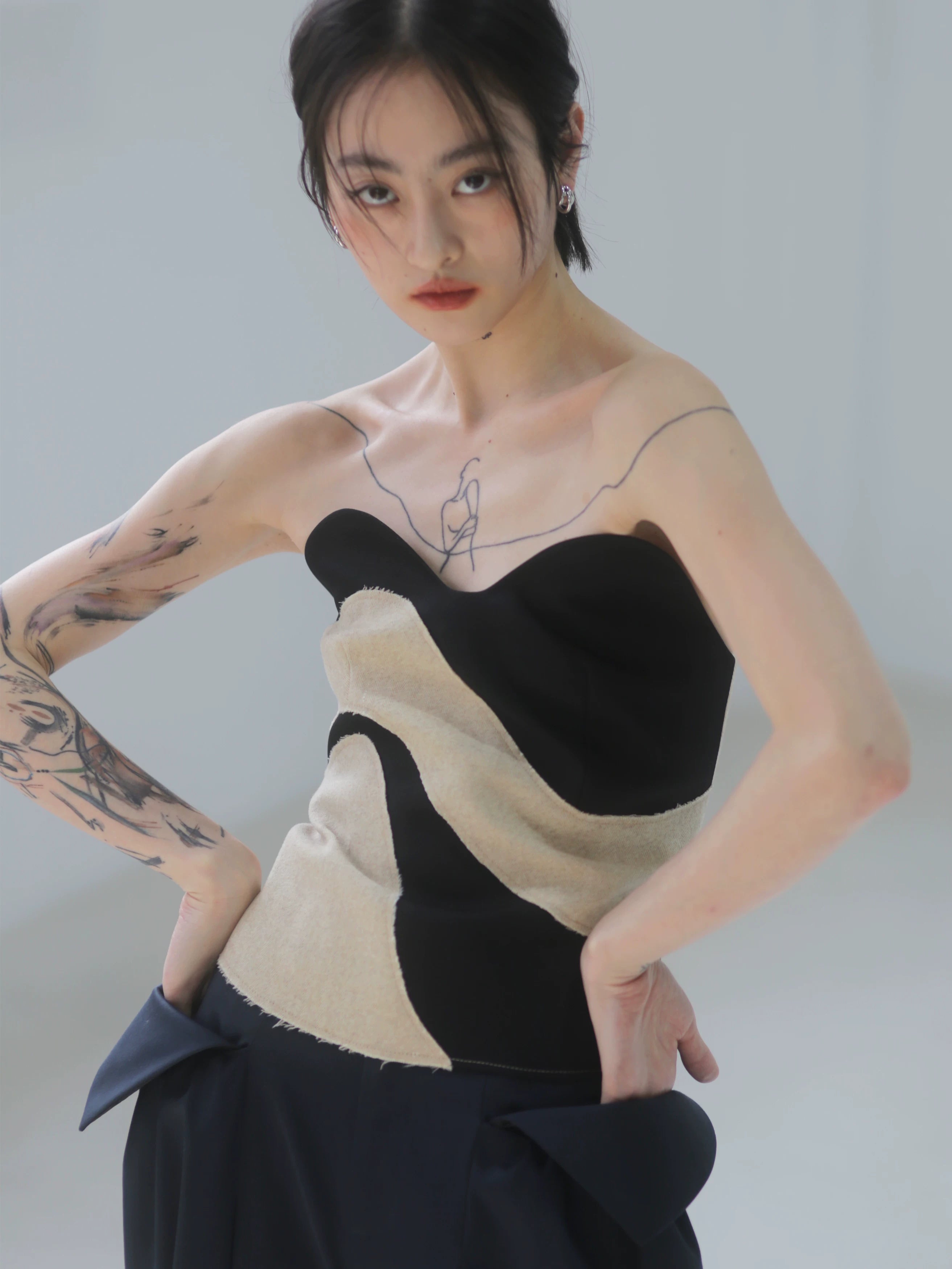 Ivory Wave Sculpted Bustier Top