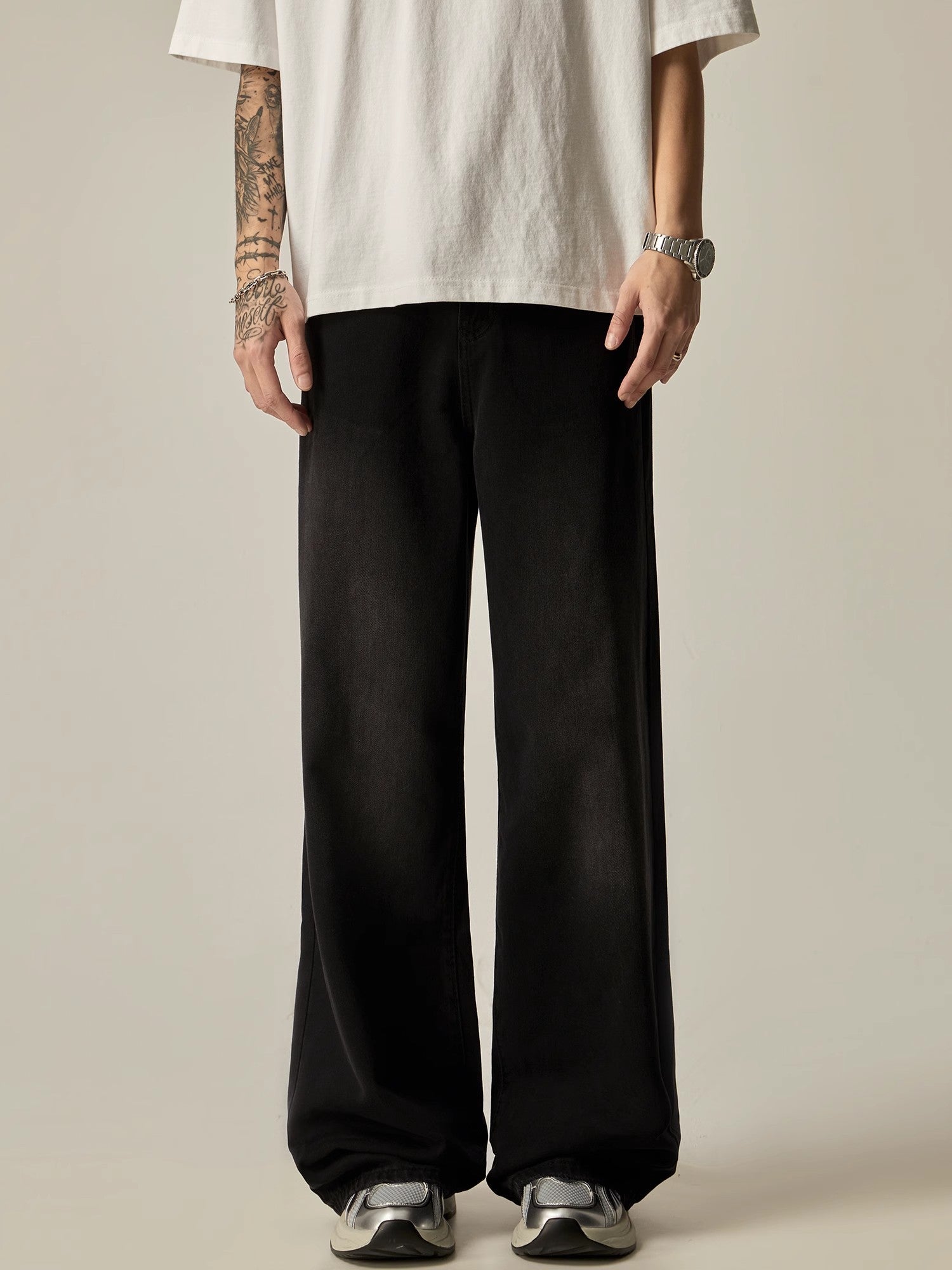 Wide-Leg Relaxed Fit Denim Pants