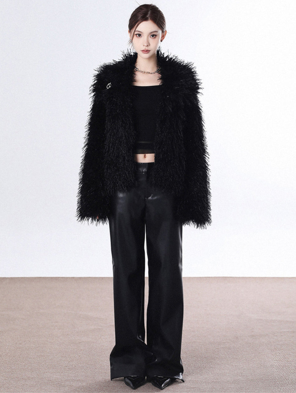 Black Faux Fur Party Coat