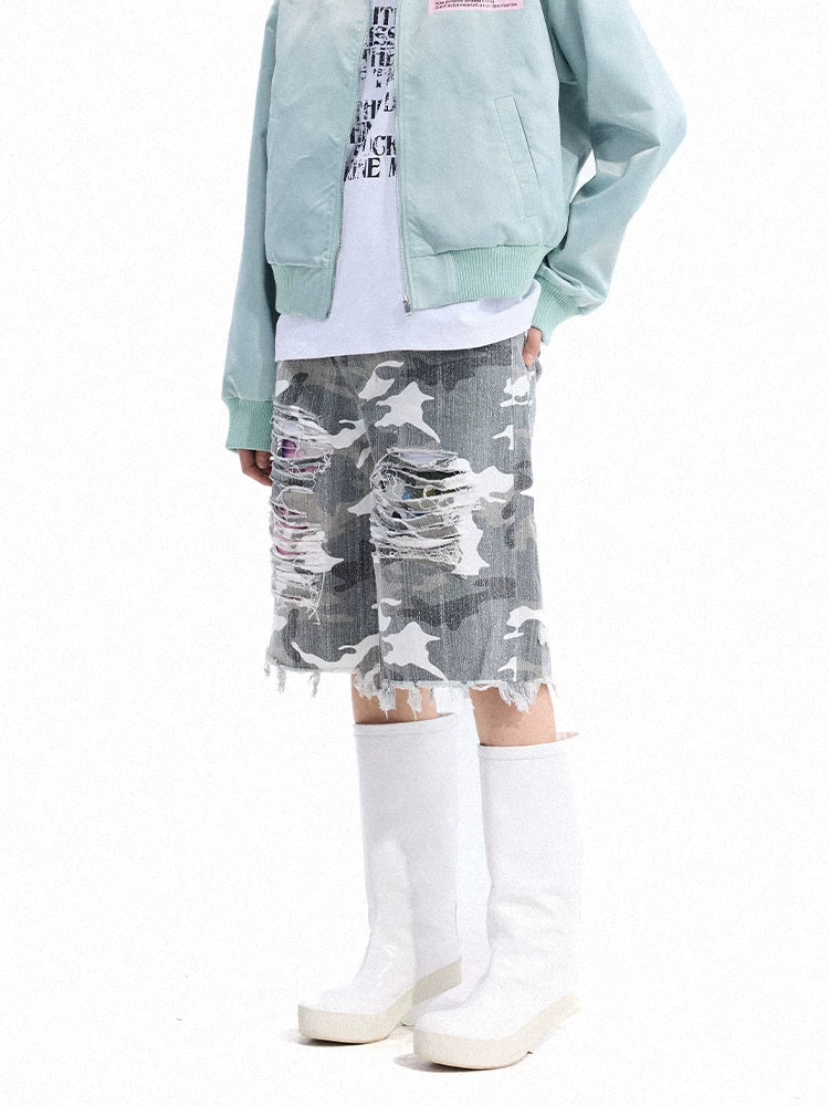 Static Camo Shred Cutoff Shorts