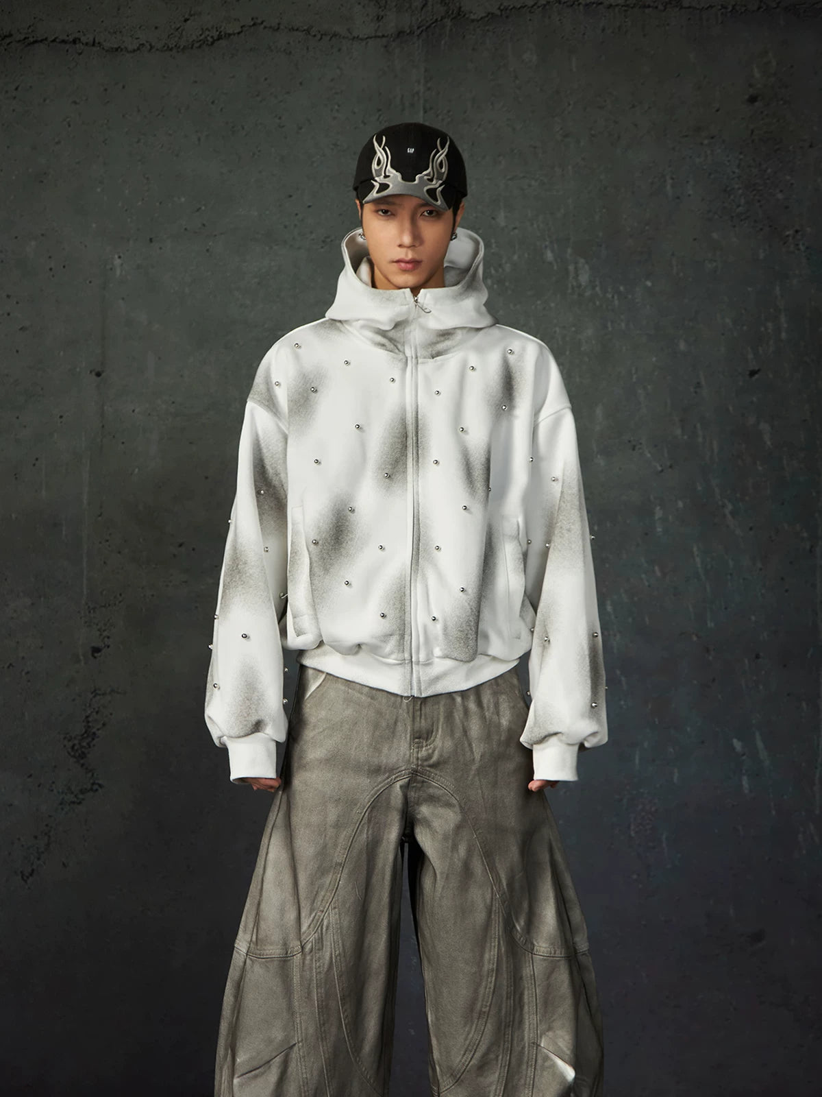 Nebula Drift Studded Zip Hoodie