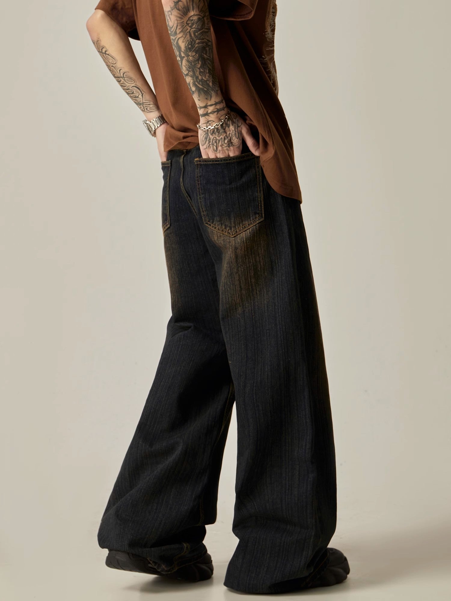 Ultra-Wide Leg Dark Wash Denim Jeans