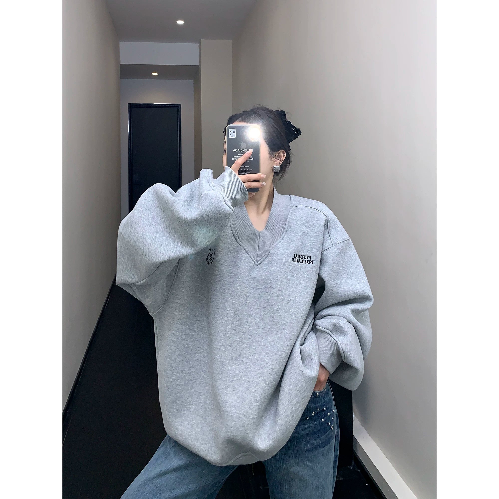 Crest V-Neck Sweatshirt