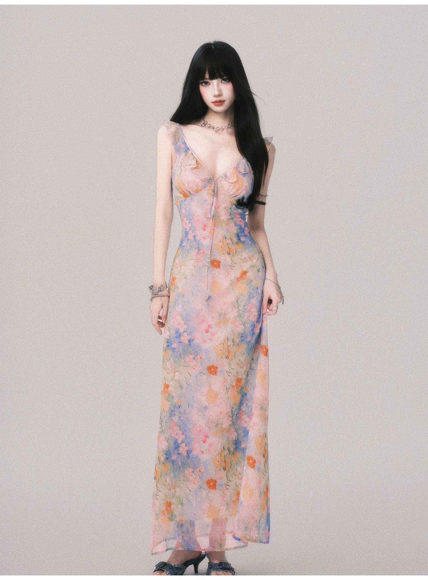 Pastel Petal Reverie Maxi Dress