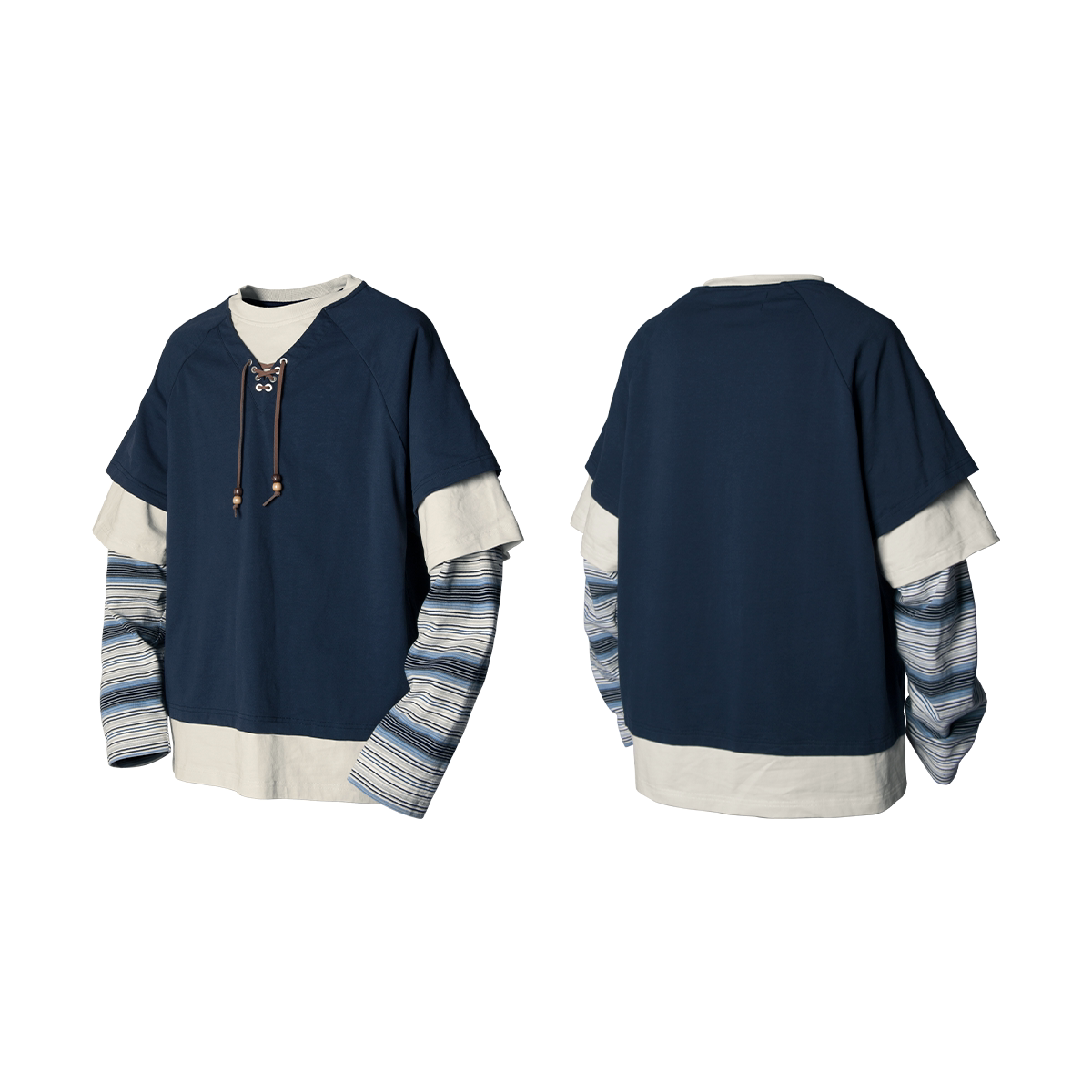 Layered Lace Up Raglan Sweatshirt