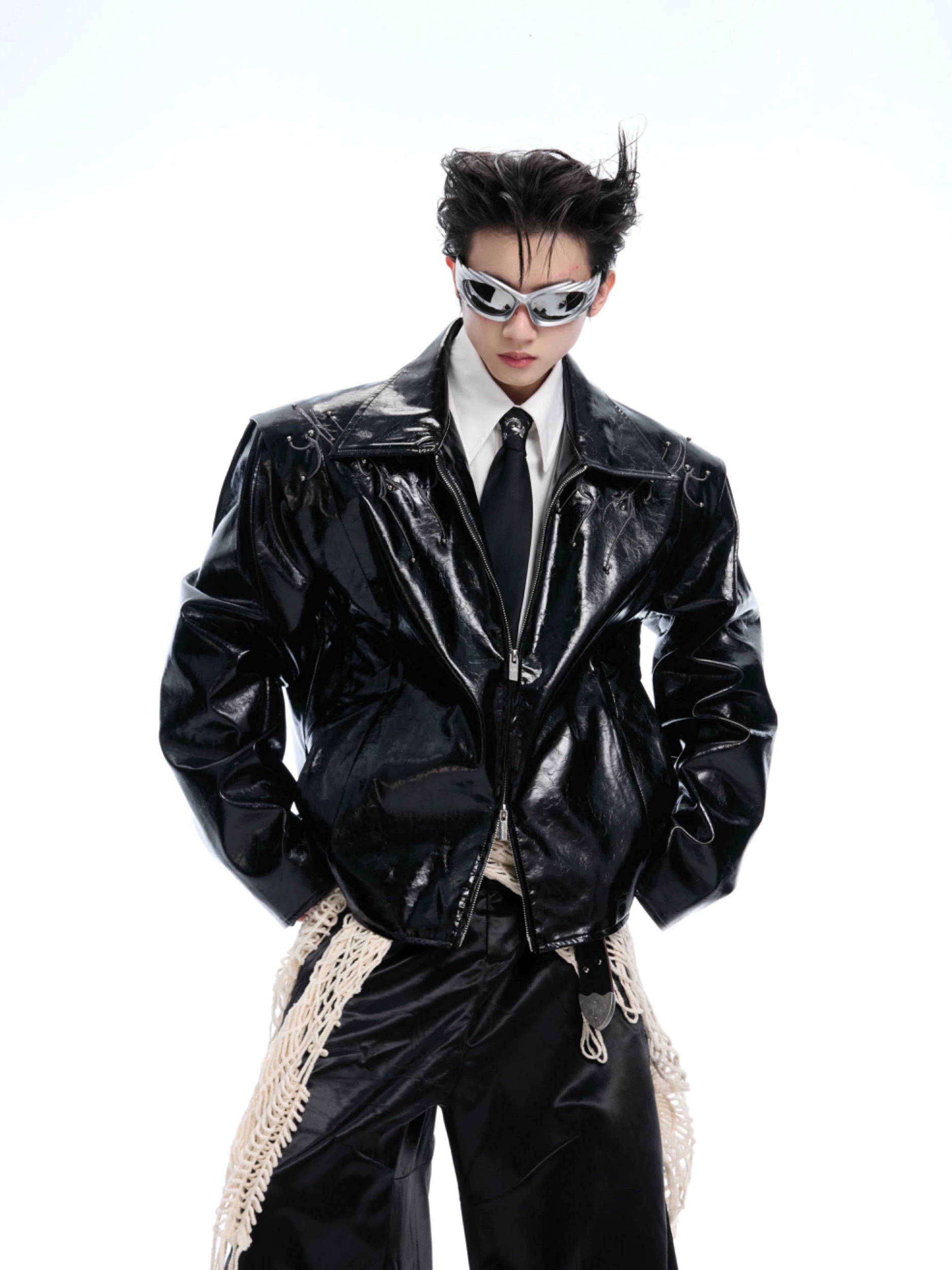 Rivet Embroidered Glossy Jacket
