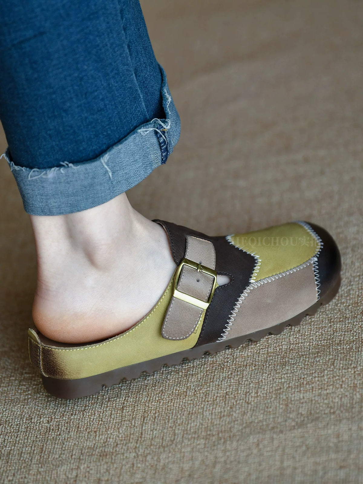 Maribel Patchwork Mary Jane Flats