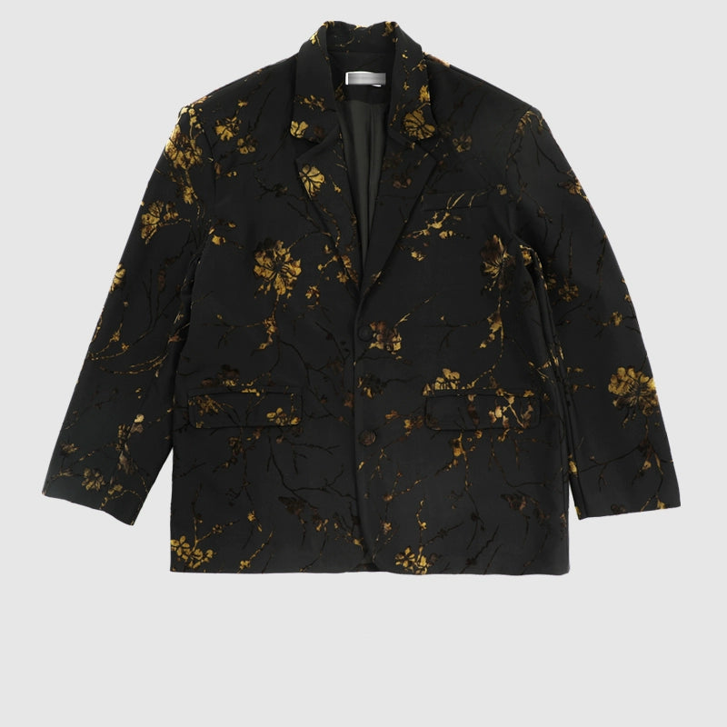 Black Gold Floral Blazer Jacket