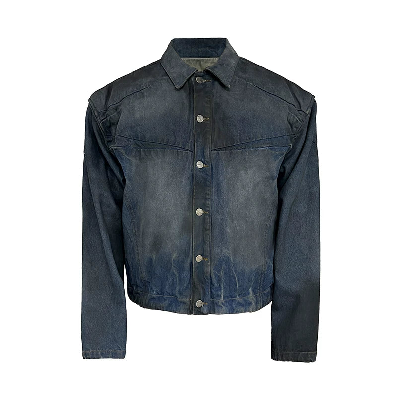 Faded Indigo Panelled Denim Trucker Jacket