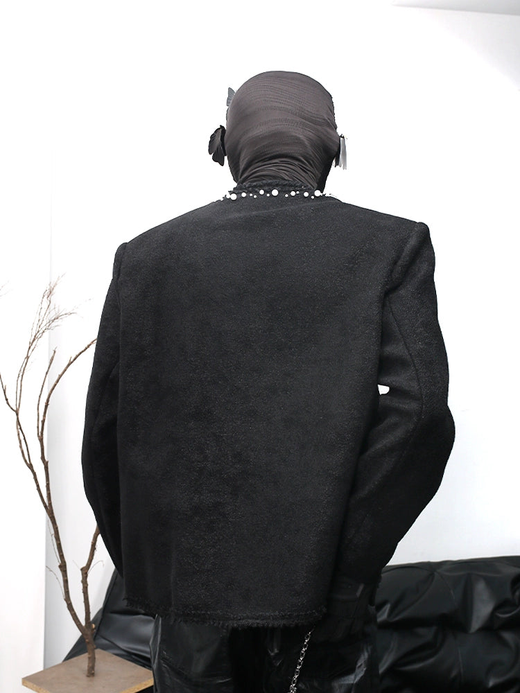 Studded Black Wool Blend Jacket
