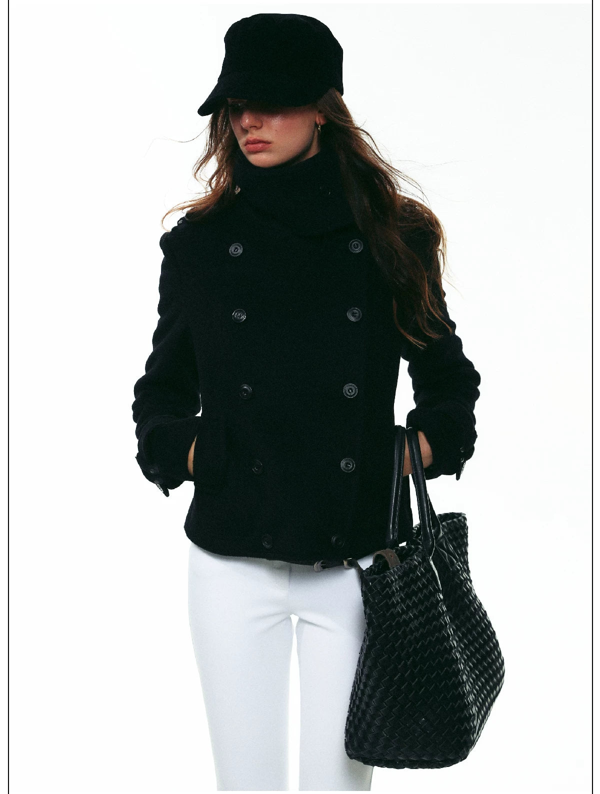 Herringbone Tweed Peacoat Jacket