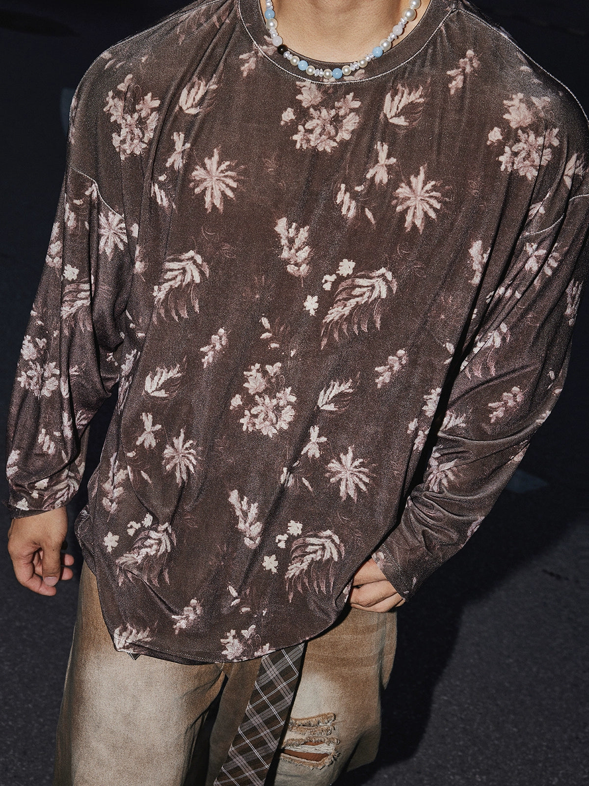 Stone Wash Velvet Long Sleeve Tee