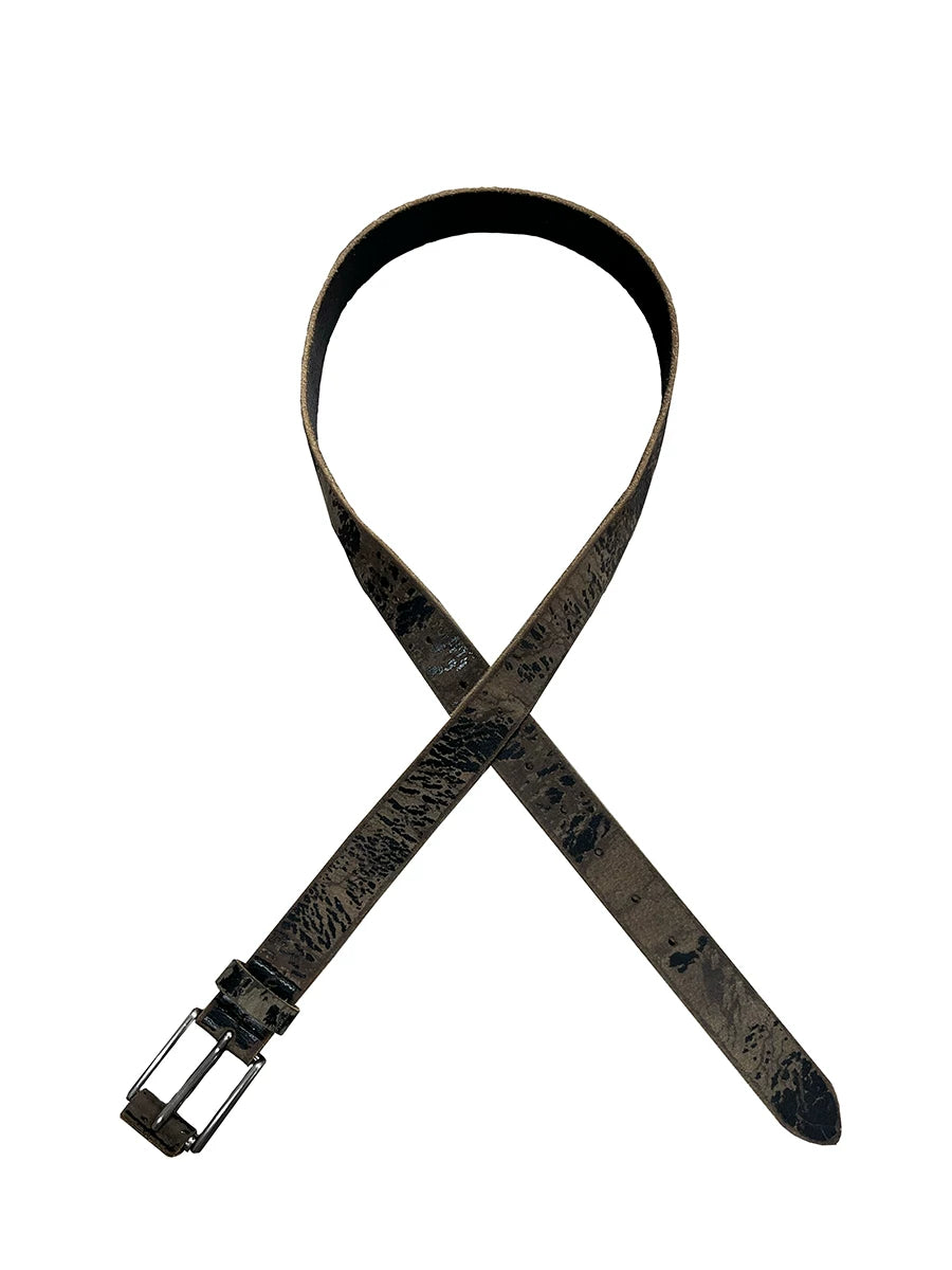 Distressed Pattern Leather Belt