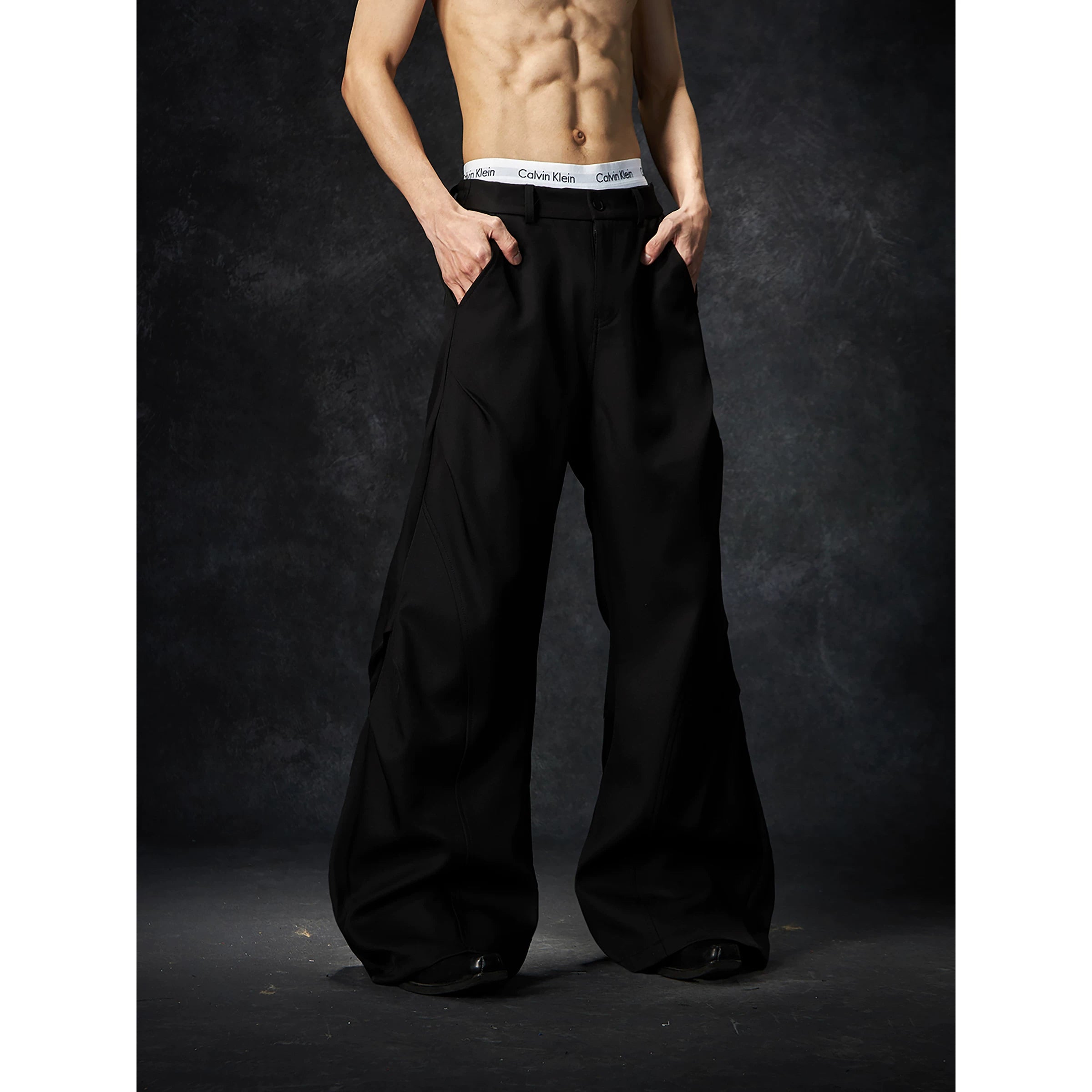 Wave Contour Wide‑Leg Trousers