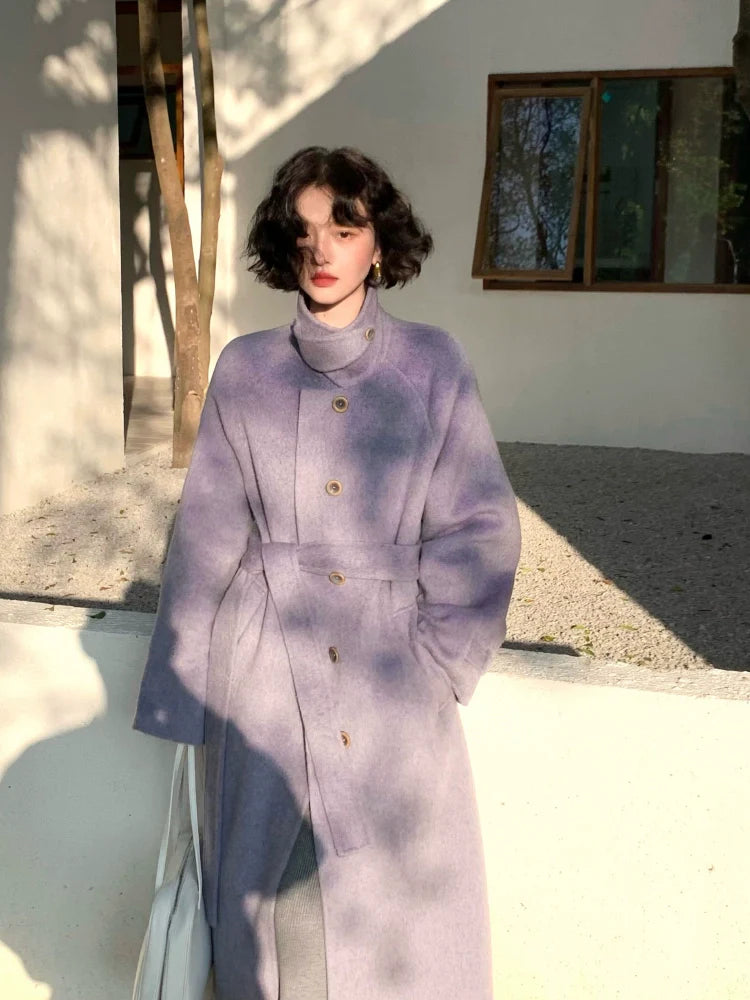 Stand Collar Wool Overcoat