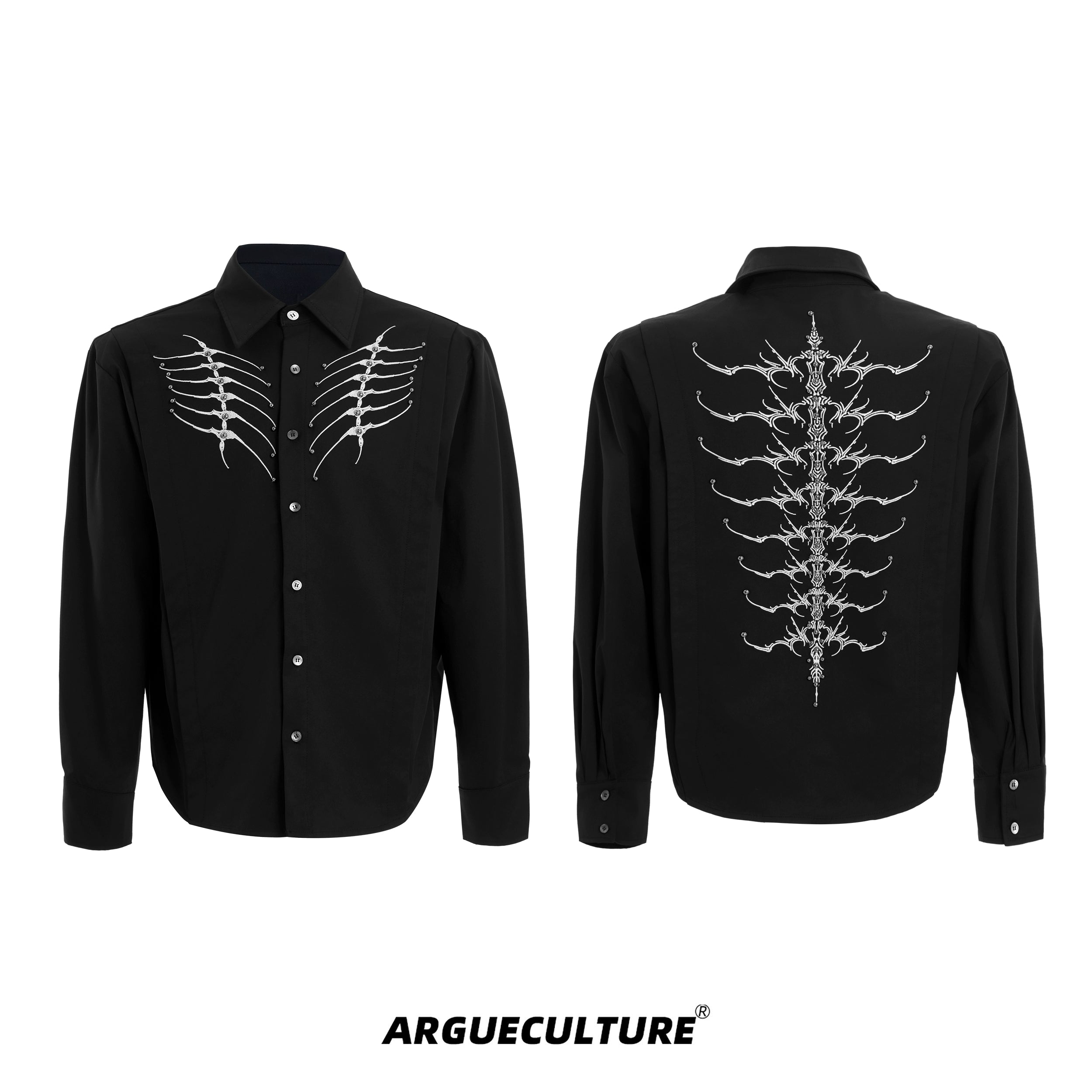 Crystal Chain Blue Button-Up Shirt
