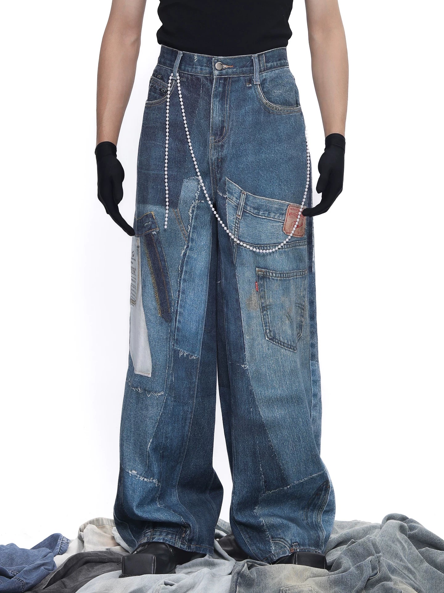 Cascade Patchwork Wide-Leg Denim
