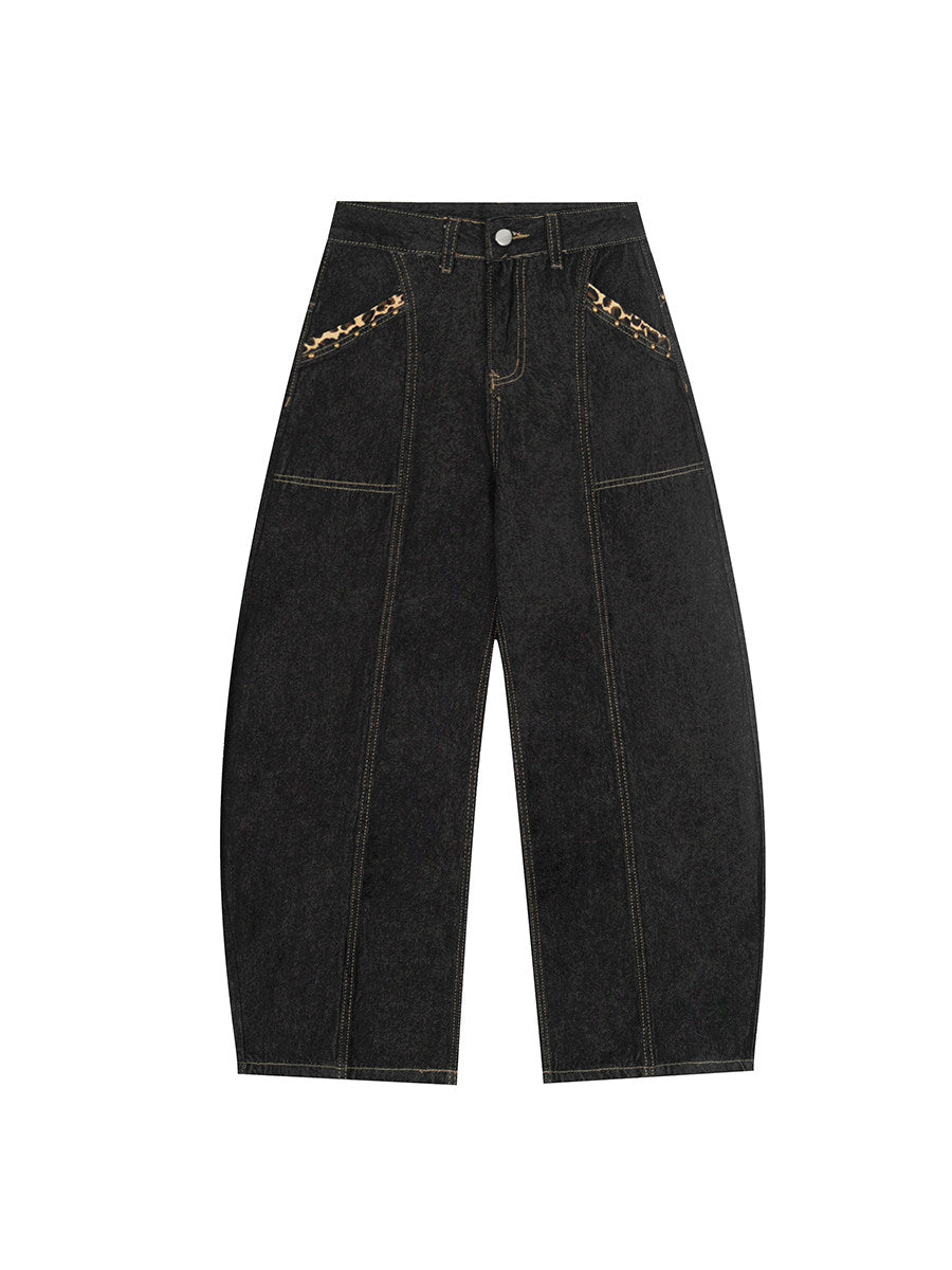 Men's Embroidered Washed Wide-Leg Jeans