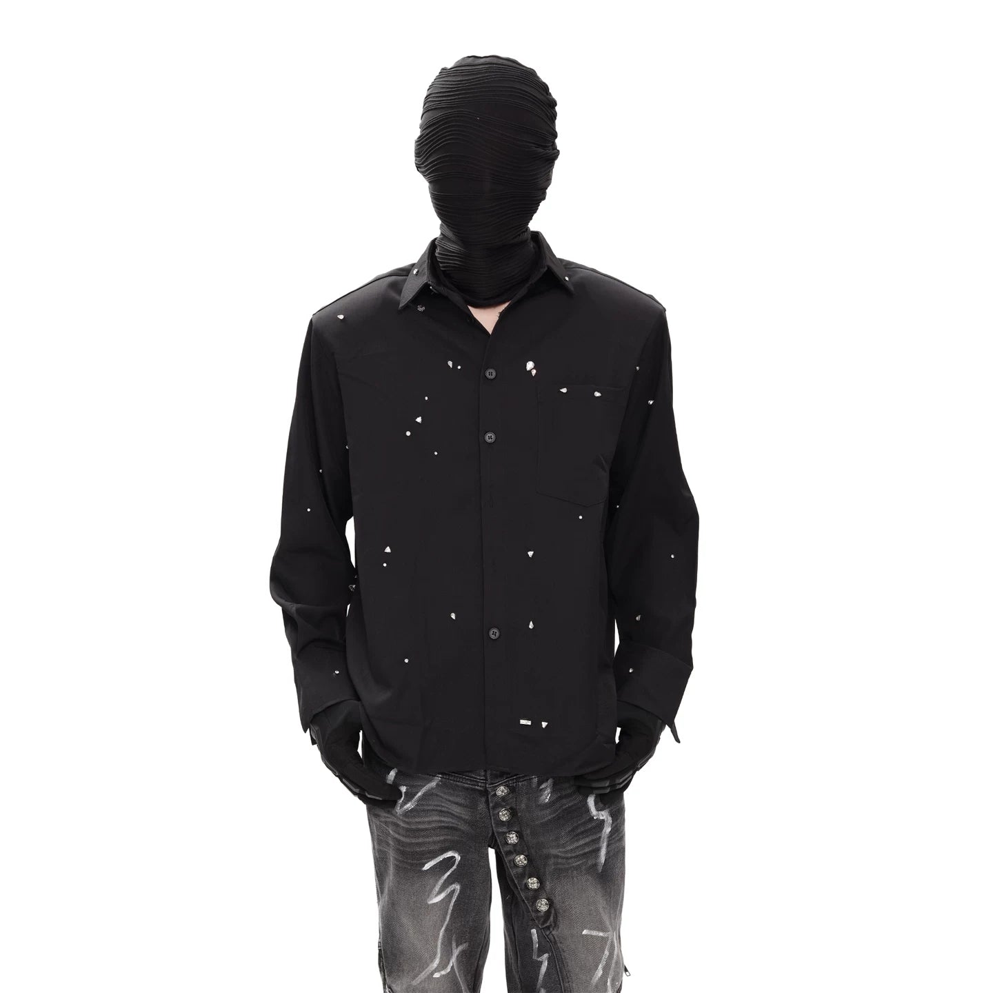 Stellar Drift Speckled Black Shirt